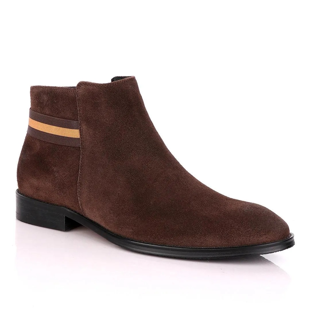 Terry Taylors Coffee Brown Suede Chelsea Formal Boot.