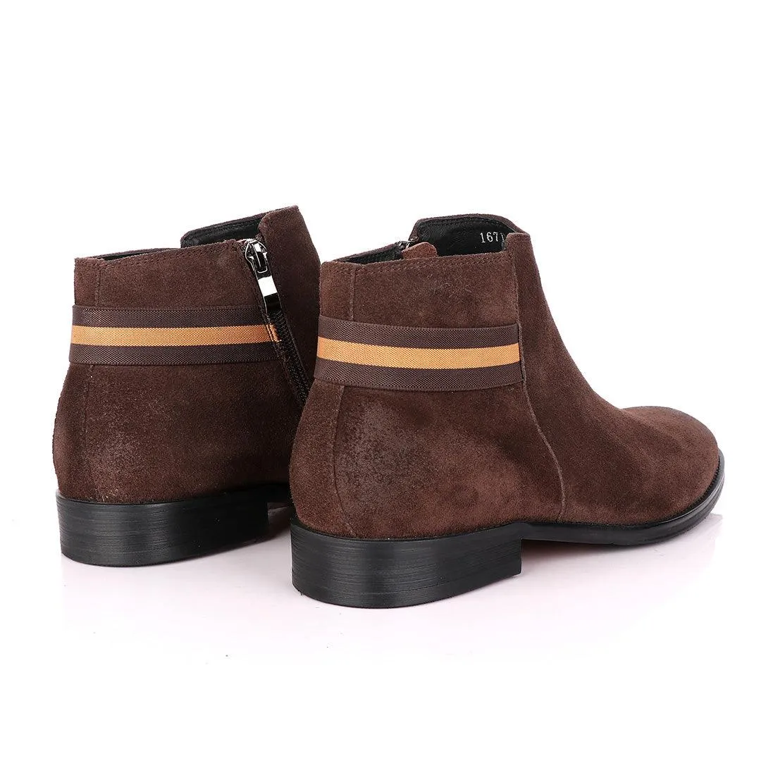 Terry Taylors Coffee Brown Suede Chelsea Formal Boot.