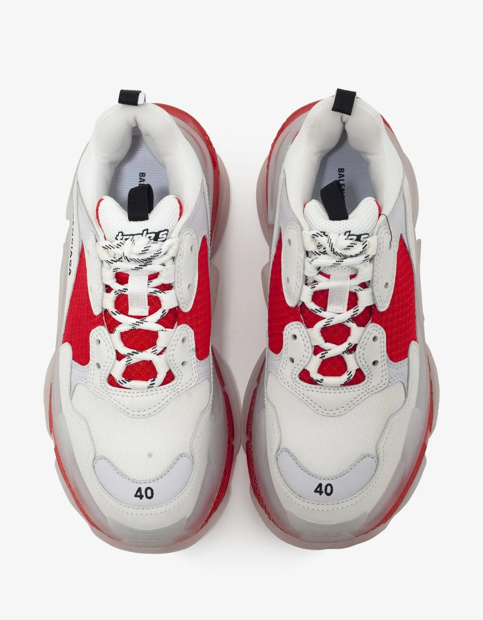 Triple S Clear Sole White & Red Trainers -