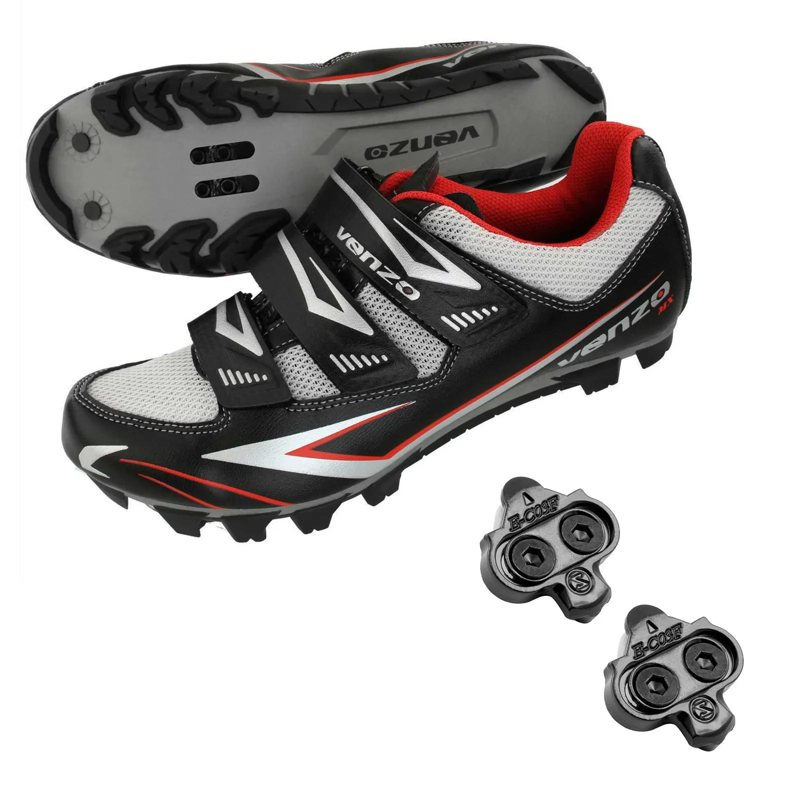 Venzo Cycling Bicycle Cycle Mountain Bike Shoes Men - compatible with Shimano SPD Cleats - Good for Indoor Cycle, Off Road and MTB With Multiple Release Cleats