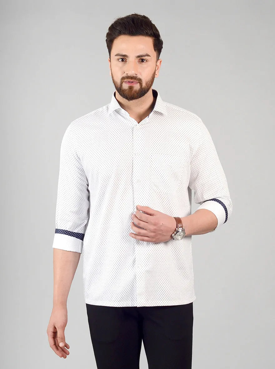 White Printed Regular Fit Formal Shirt | Greenfibre