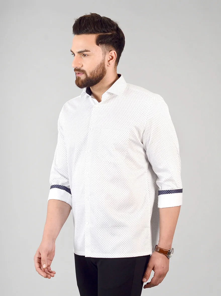 White Printed Regular Fit Formal Shirt | Greenfibre